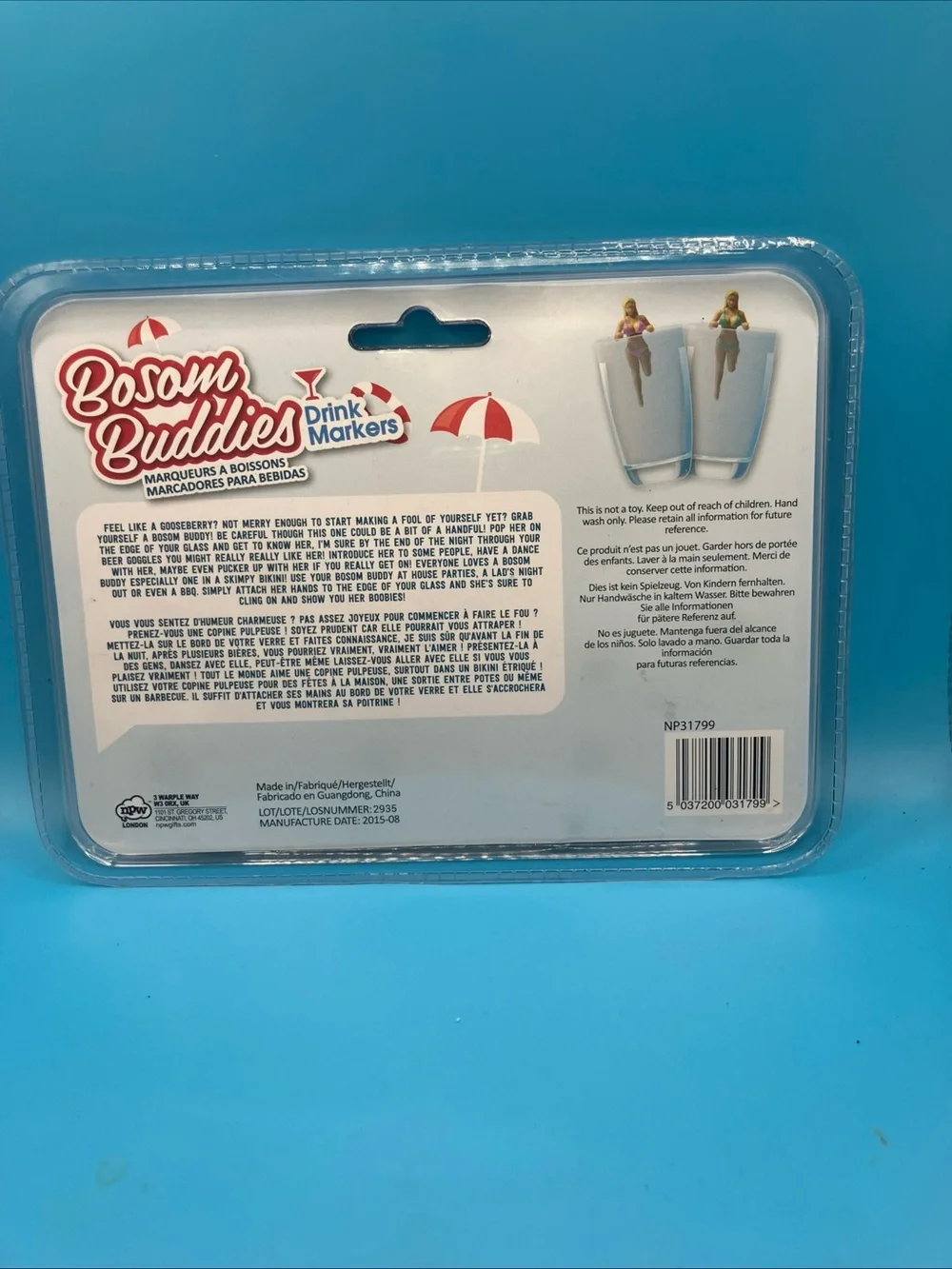 Bosom Buddies Cocktail Wine Glass Drink Markers 6pc NPW London Pool Barware NEW